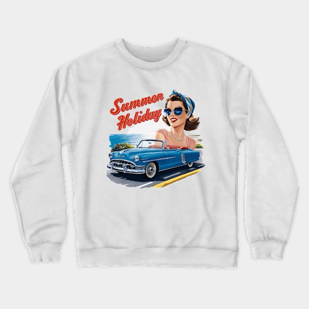 Holiday Cabrio Ride Lifestyle 1950`s 1960er`s Crewneck Sweatshirt by Macphisto Shirts